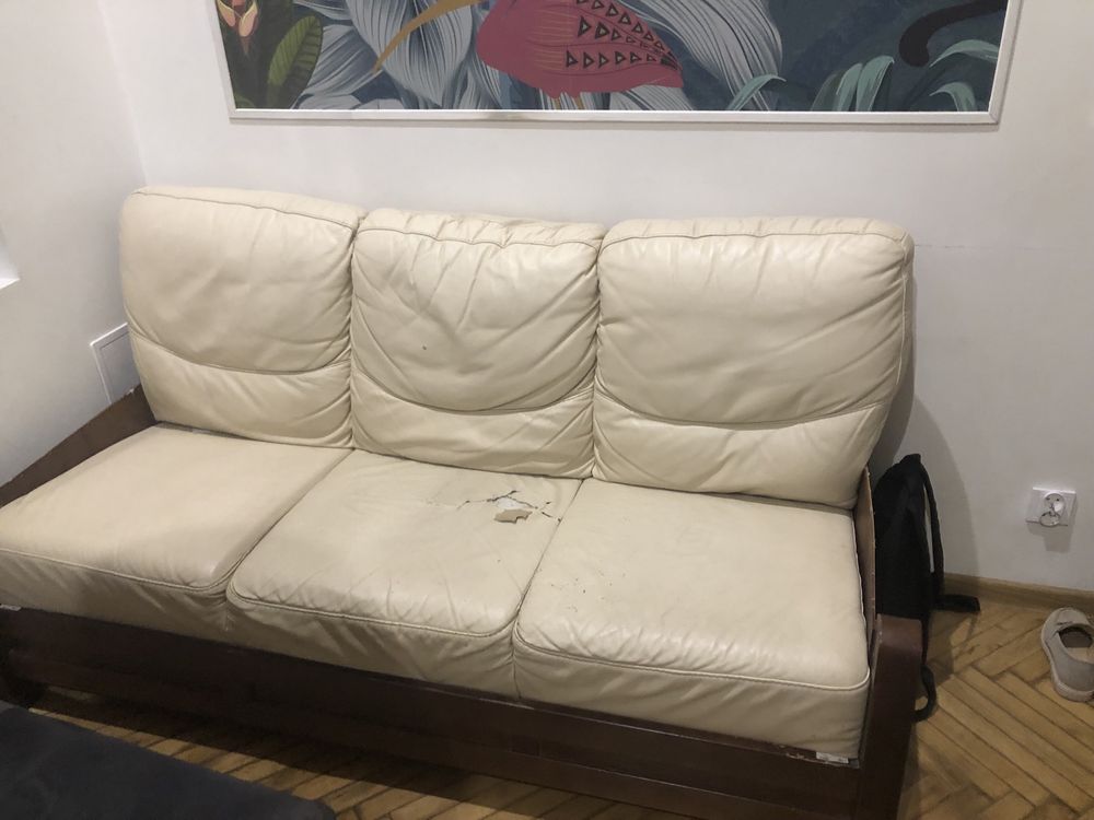 Sofa rozkładana skórzana