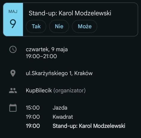 Bilety na stand-up Karol Modzelewski Kraków 09.05.