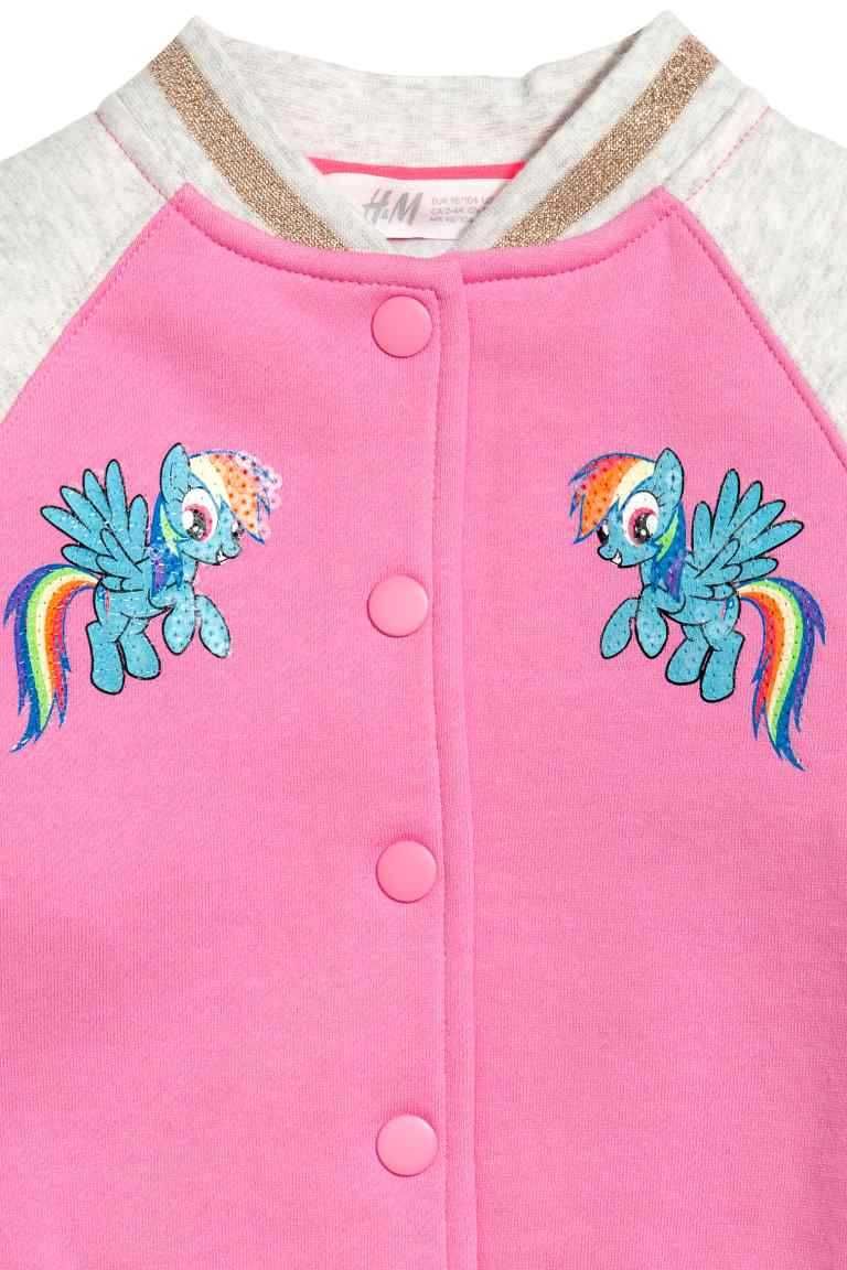 Bluza bejsbolowa H&M różowa cekiny kucyki Pony Rainbow Dash 122-128