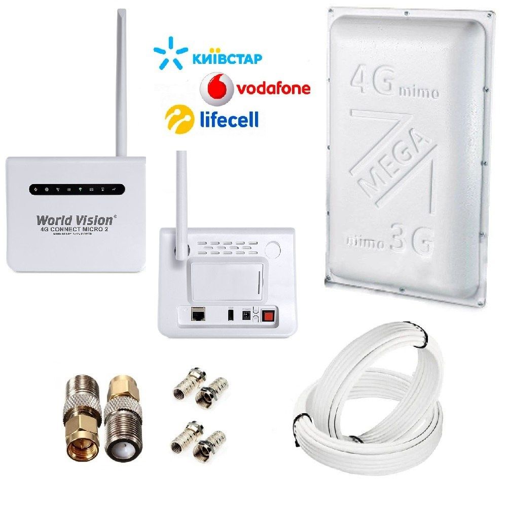 Комплект 4G Роутер World Vision Connect Micro 2 + антена панель MIMO