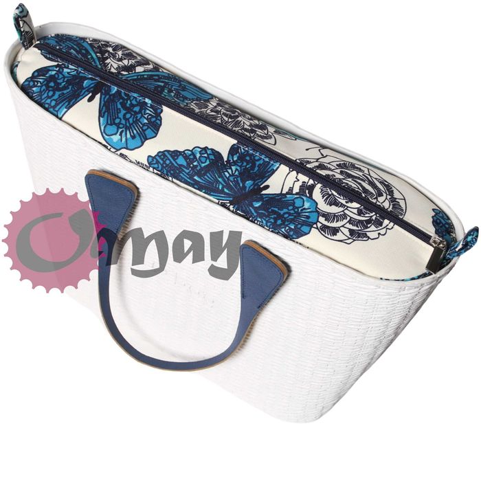 organizer OBAG URBAN MINI kwiaty motyle granat turkus beż wkład OMAY