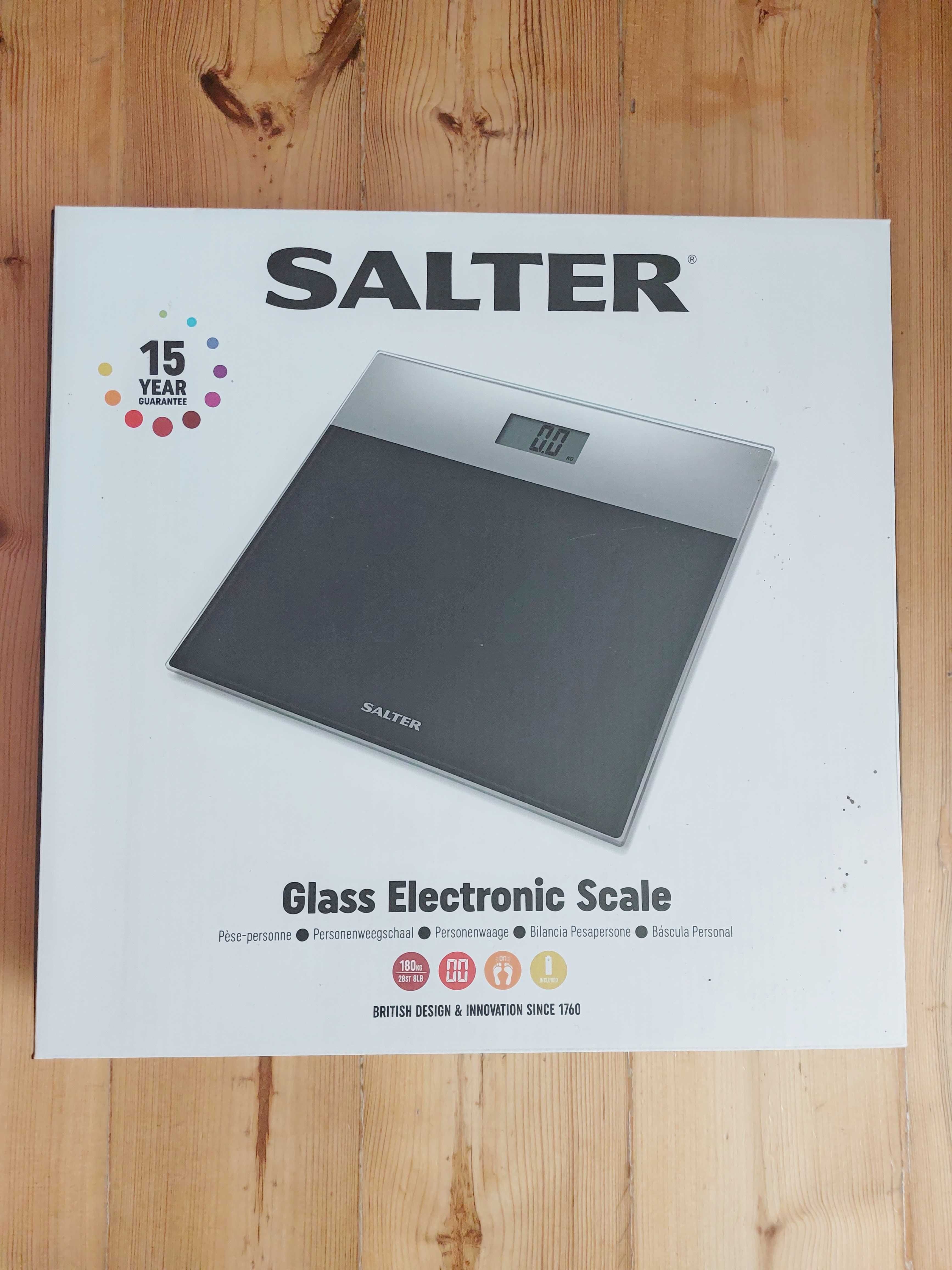 czarna waga łazienkowa SALTER 9206, szkło, elektroniczna