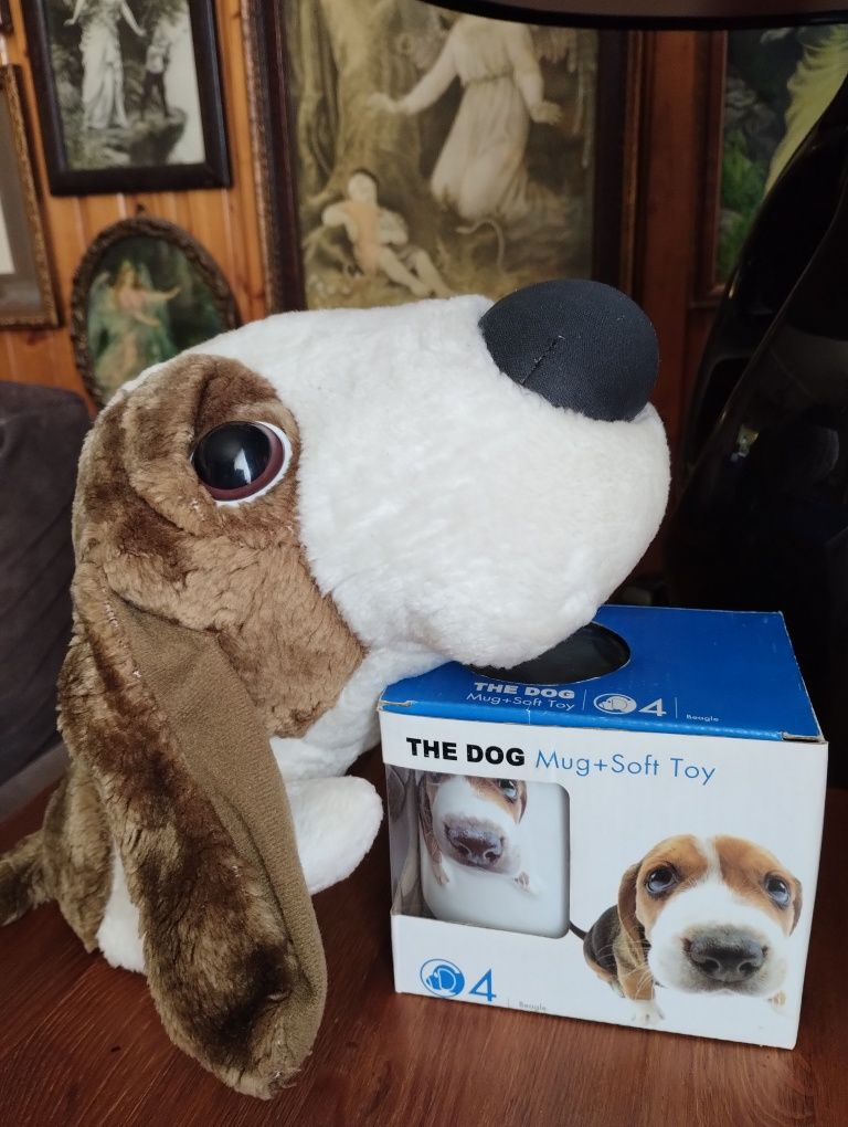 The dog kubek plus pies maskotka Beagle