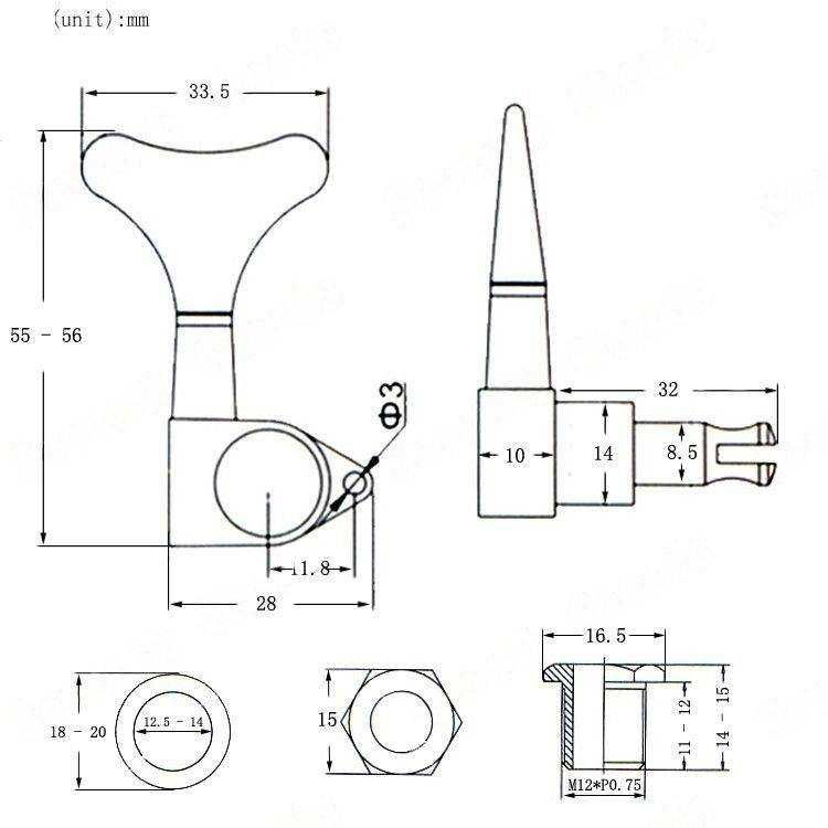 Klucze do gitary basowej olejowe Kera Audio BM-02-2R+2L-B czarne