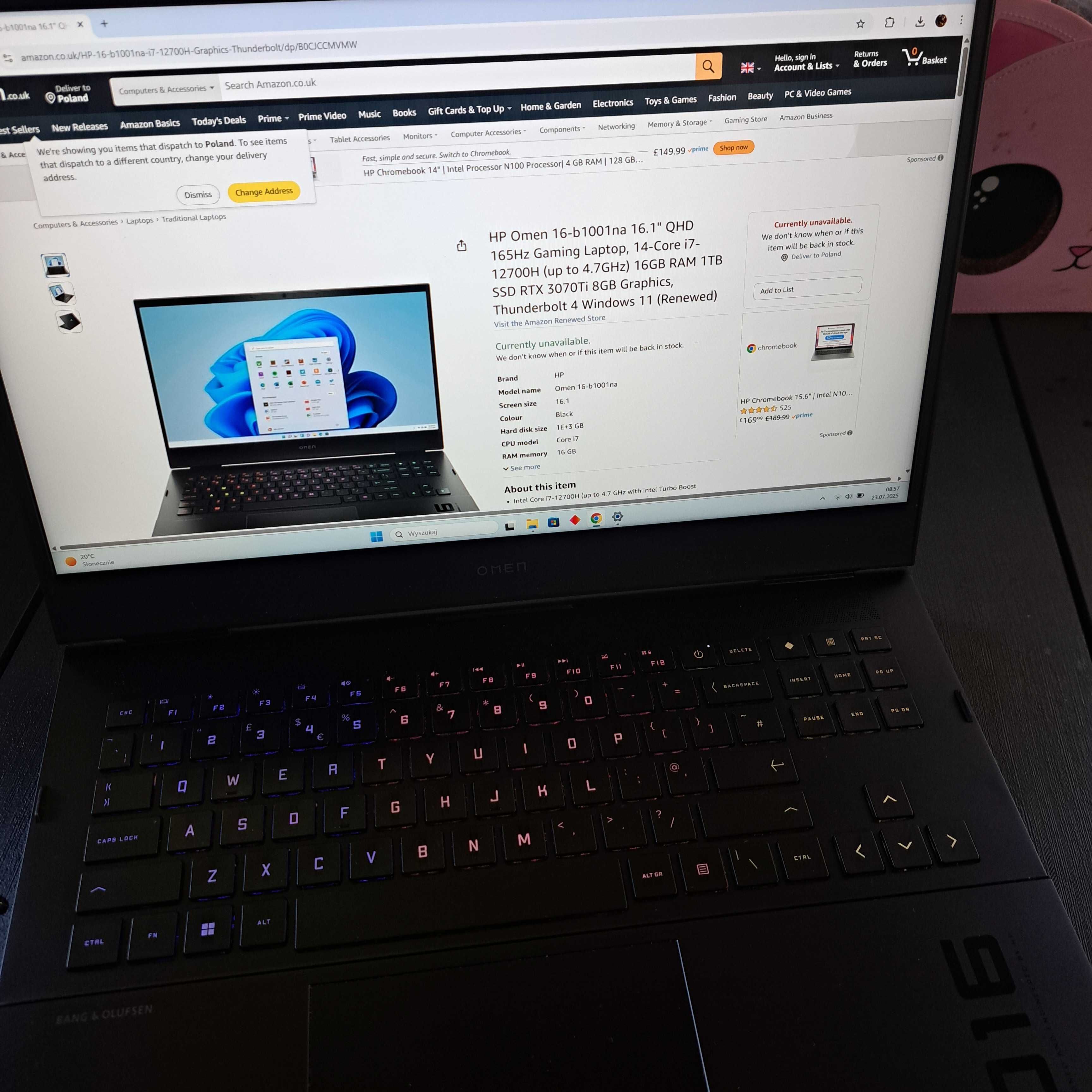 Laptop Omen i7 12700h  rtx 3070ti