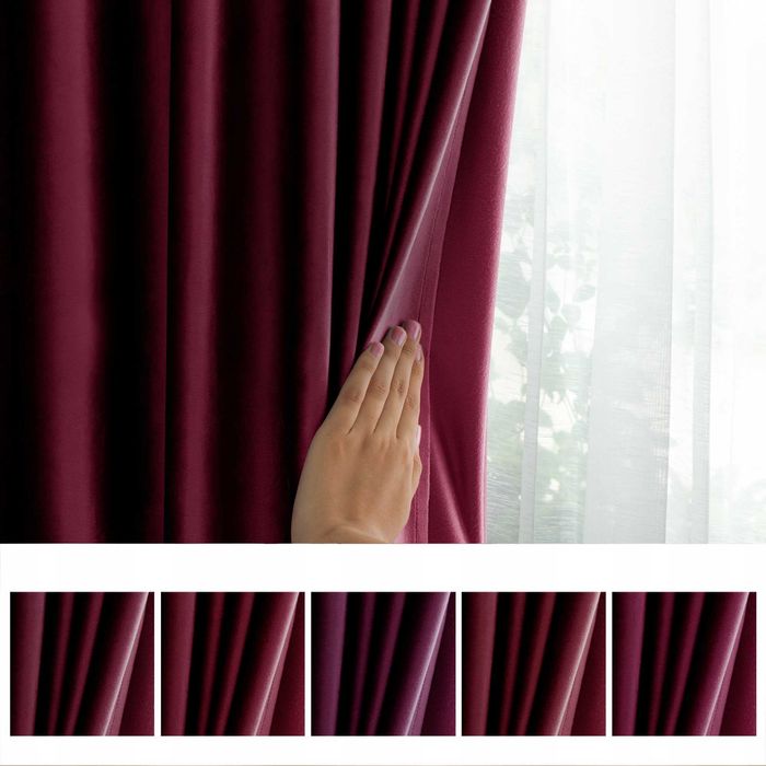 Zasłona welurowa velvet szarfa upi. na taśmie wave multi 140x270 Bordo