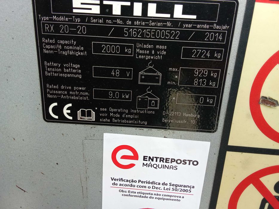 Empilhador STILL de 2 ton electrico sobe ate 5 mts 2014