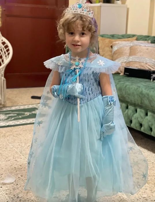 Детское очень красивое праздничное голубое платье Эльзы Frozen наряд