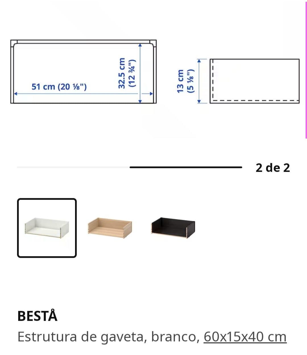 Gaveta Ikea para móvel Besta