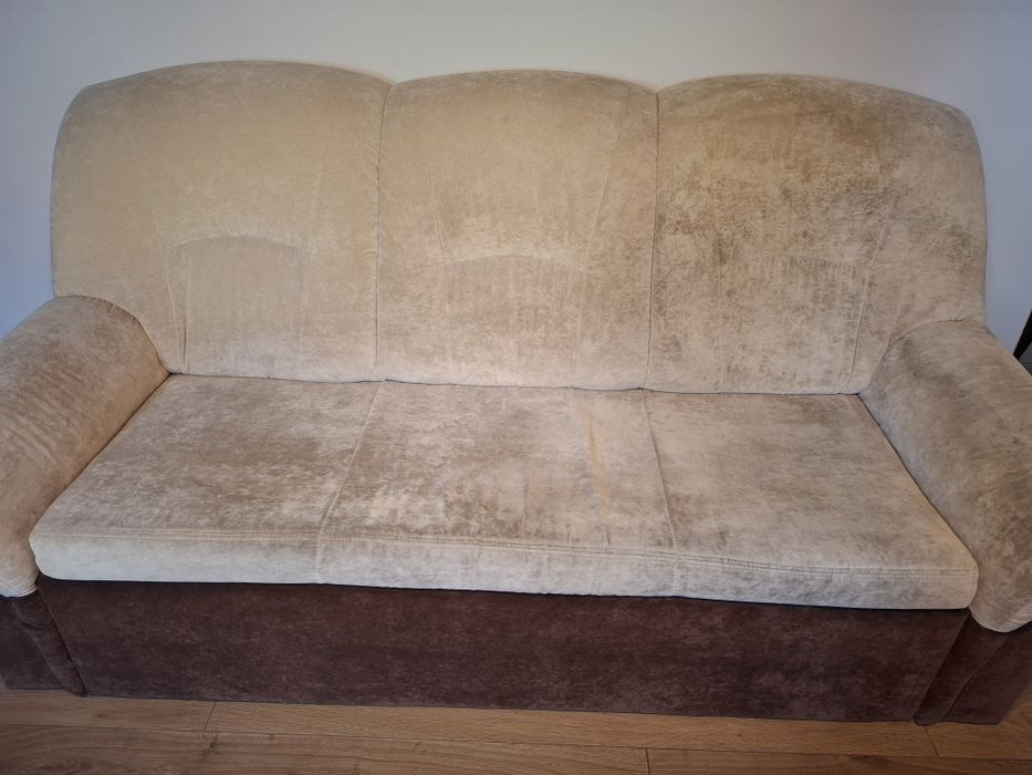 Kanapa  z miejscem do spania oraz fotel (+za miesiąc Sofa 2-osobowa)