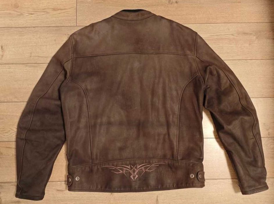 delroy р. xl коричнева шкіряна нубук куртка байкерська чоловіча мото