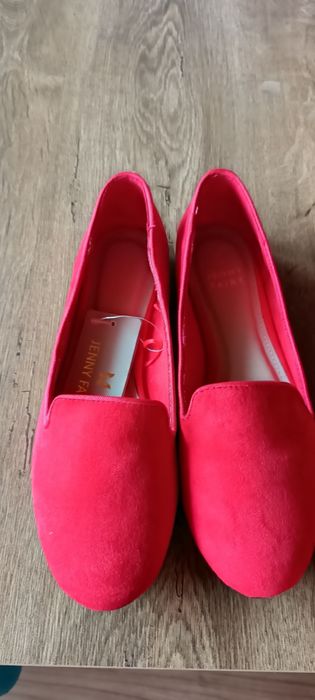 Czerwone zamszowe baleriny 37