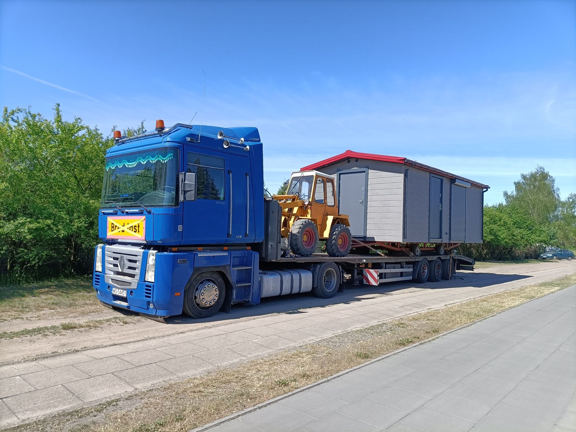 Transport domków holenderskich angielskich Europa PL laweta traktor