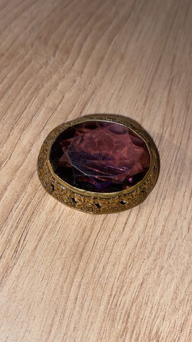 Stara broszka antyk ametyst kamien