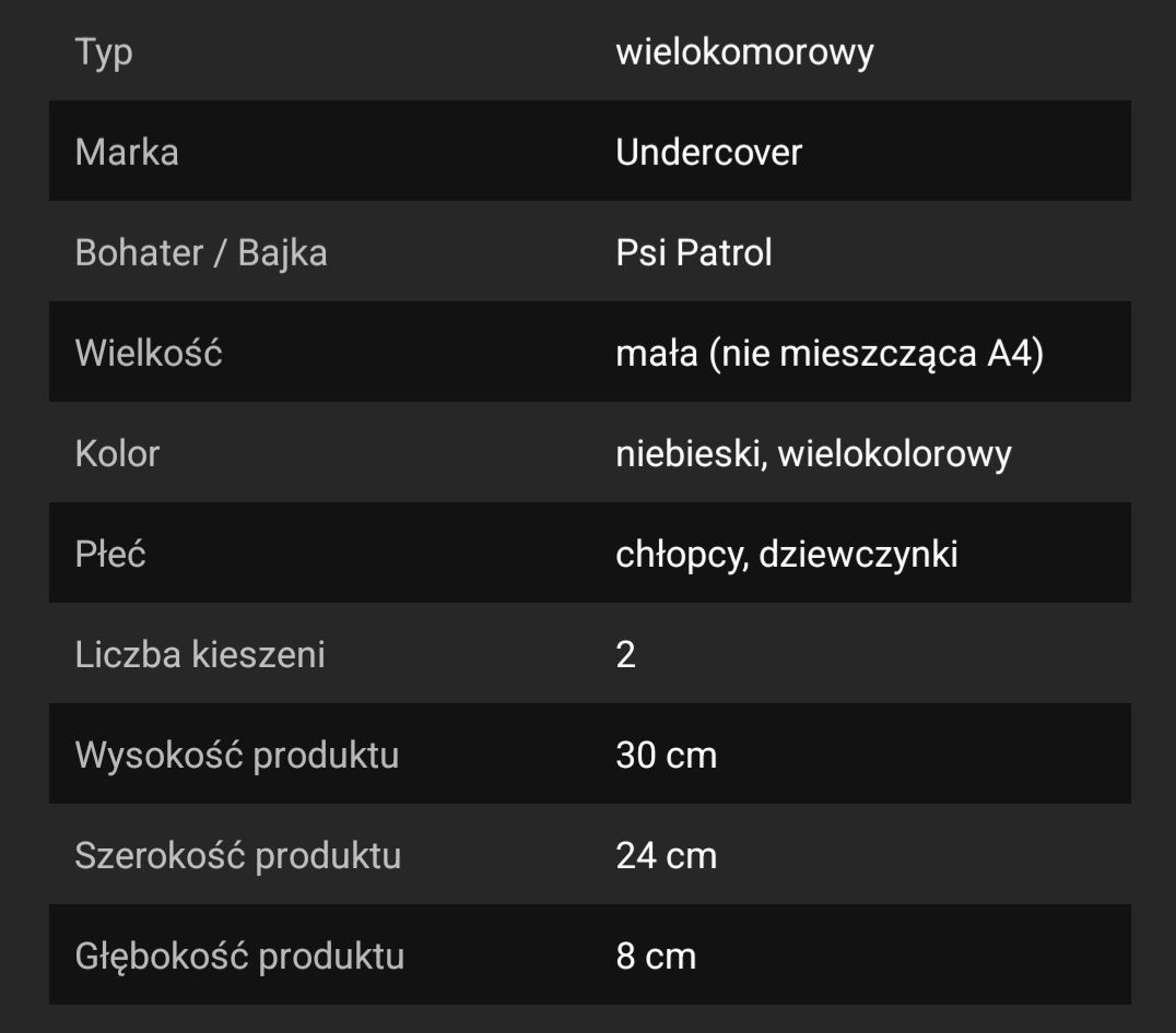 Plecak przedszkolny psi patrol
