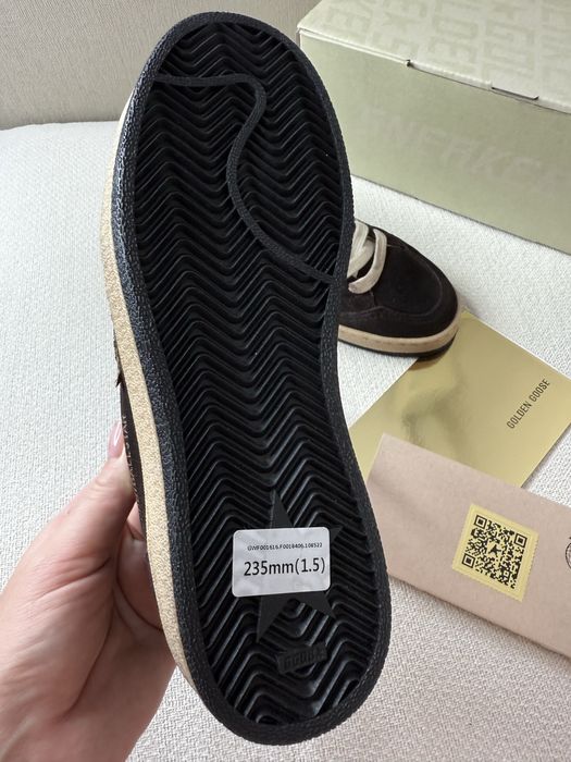 Жіночі кеди Golden Goose BALL STAR шоколадні, зірка з глітеру