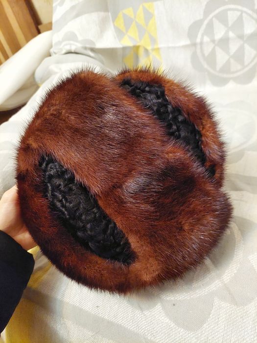 Мужская шапка-ушанка из норки