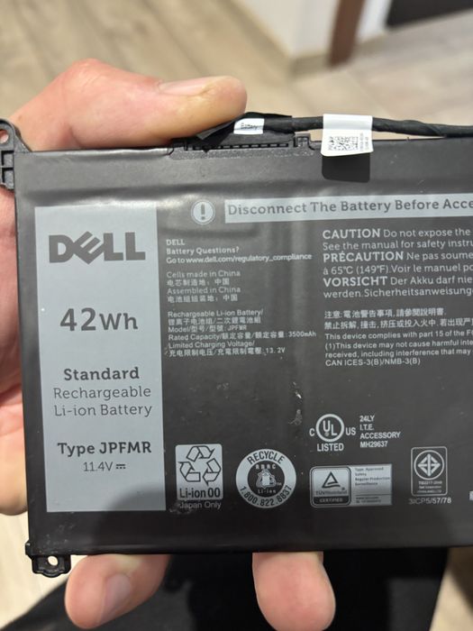 Оригінальна батарея для ноутбука Dell JPFMR 11.4V 42Wh 3500mAh 100%