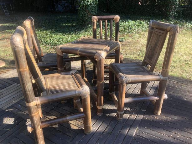 Zestaw mebli bambusowych stół i 4 krzesła