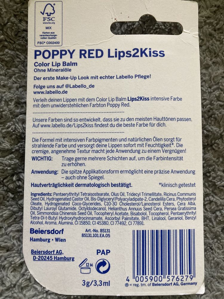 Labello Color Lip Balm Poppy Red