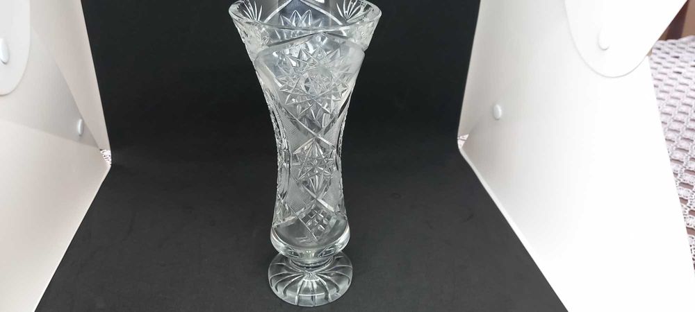 Stary wazon kryształowy ręcznie szlifowany duży wazon