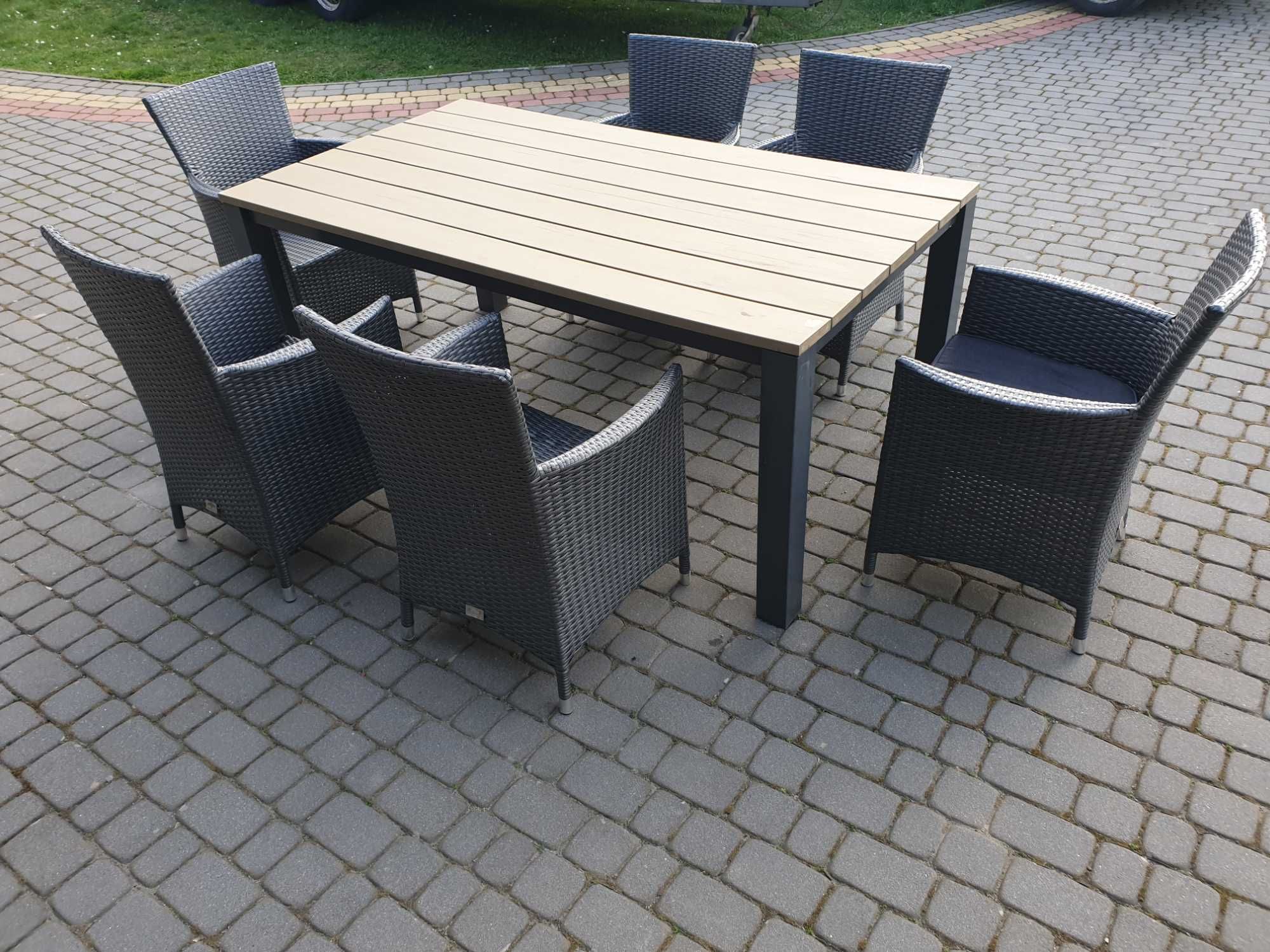 Zestaw mebli ogrodowych 6 krzeseł + stół