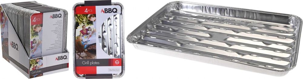 Kpl.4 tacek do grilla 34x23x2,5cm aluminium