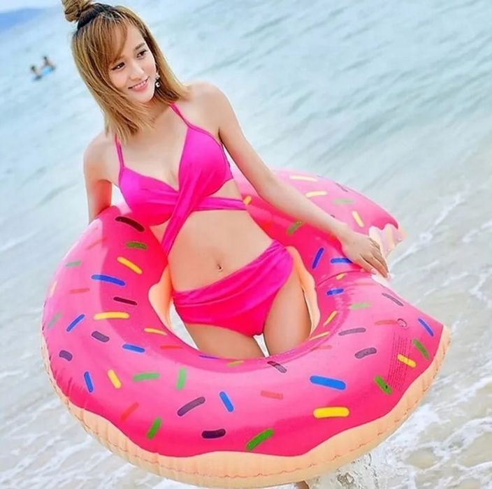 Dmuchane Koło Do Pływania Pączek Donut Różowy Materac Donat Dla Dzieci