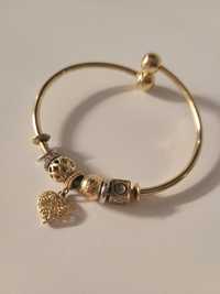 Bransoletka sztywna modułowa kółko j pandora charms 14k 585