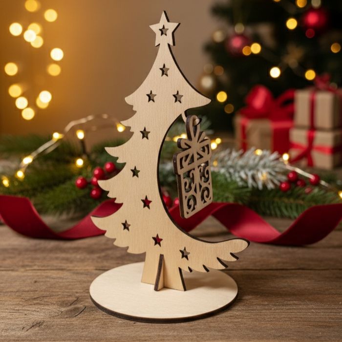 Drewniana choinka świąteczna