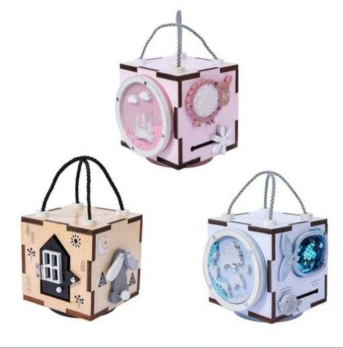 Montessori дитячий іграшковий, інтерактивний, розвиваючий куб. 0-3 р.