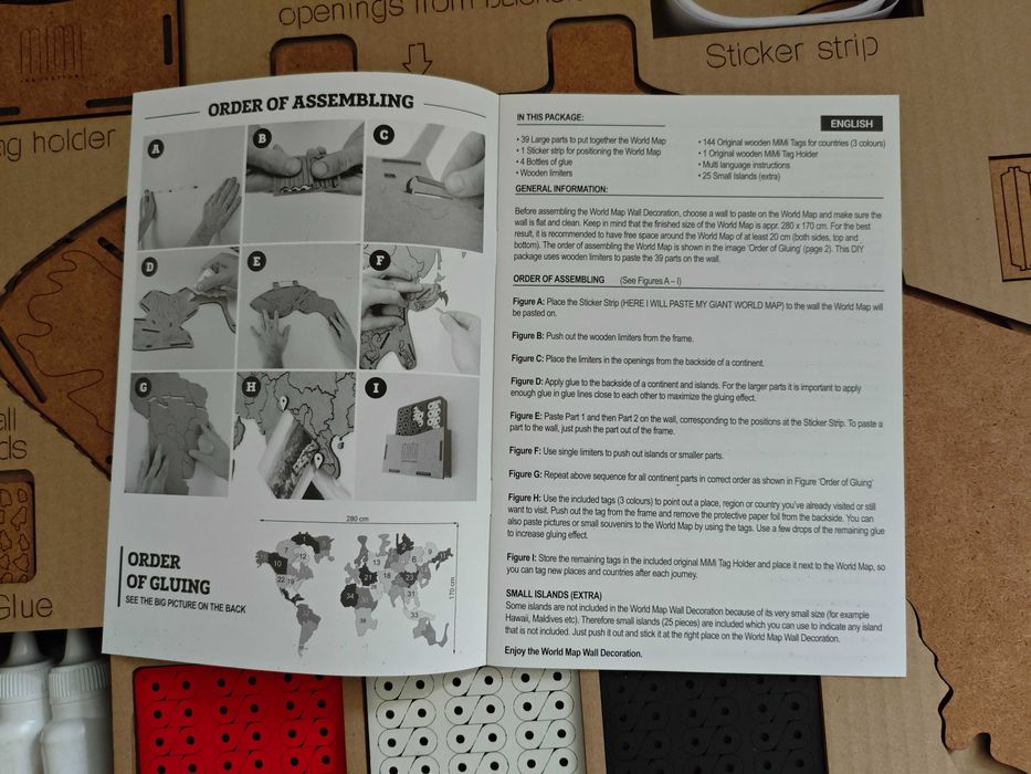 Wooden Amsterdam drewniana HDF mapa świata | 280 x 170 cm - ogromna