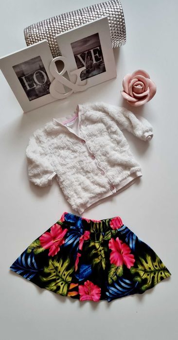 Dziecięca spódniczka w KWIATY na Gumce 74/80 9-12 miesięcy NOWA