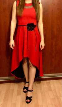 Elegancka sukienka czerwona/ czarna,  długa/ krótka - rozmiar 36