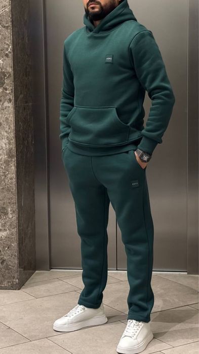 LACOSTE мужской спортивный костюм синий зип худи штаны кофта