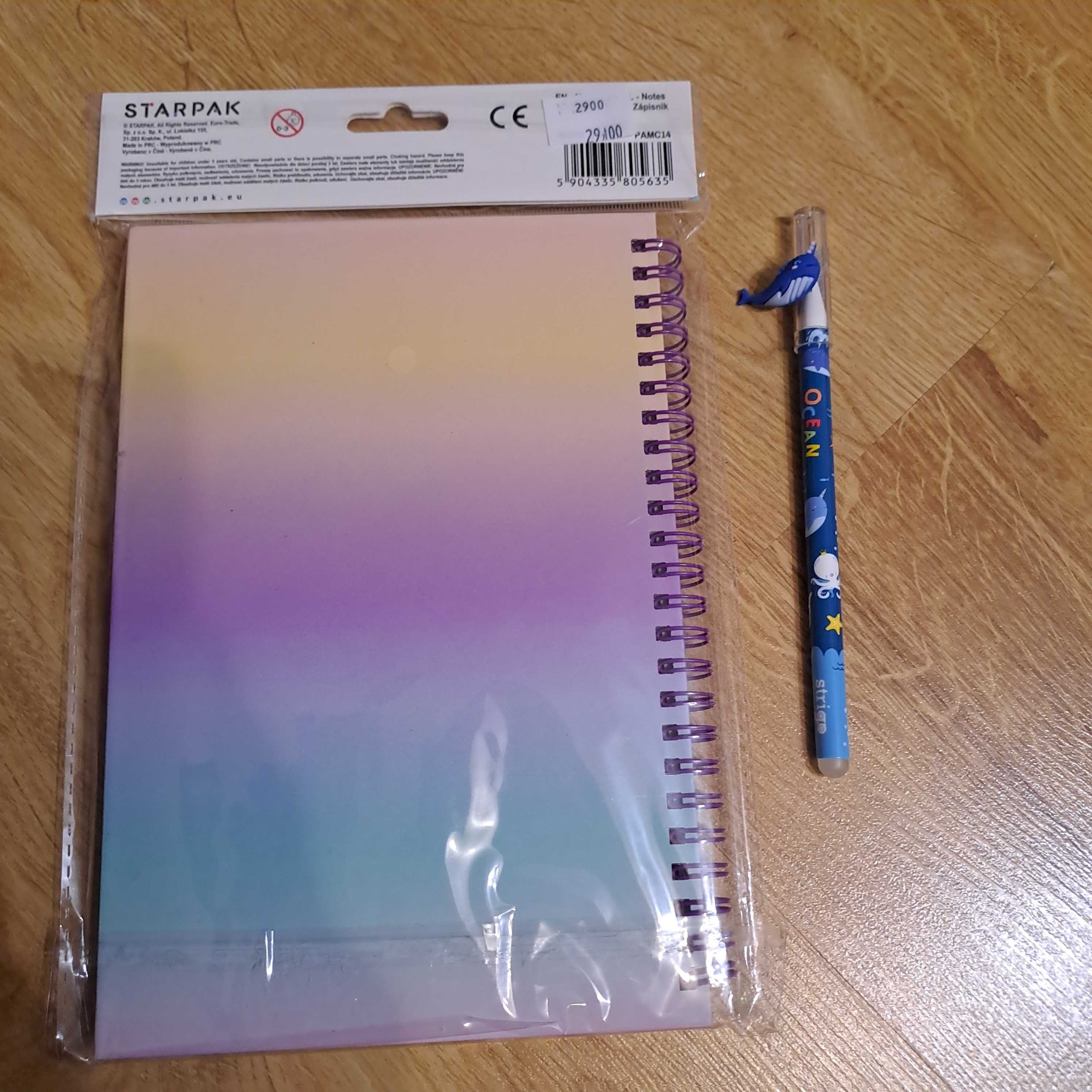 Notes Starpak na spirali A5 Motyl, długopis wymazywalny - zestaw