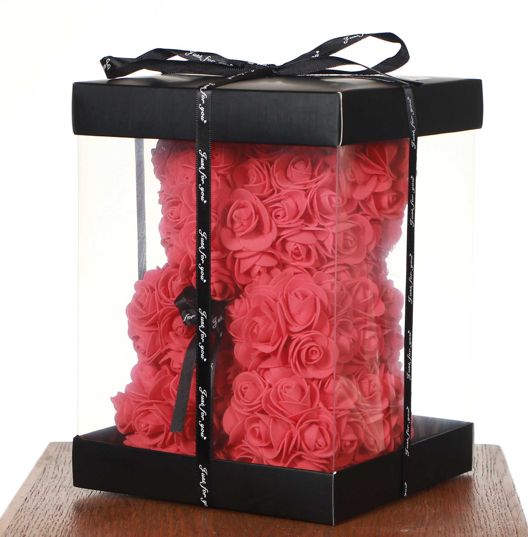 Miś z Róż Czerwony 25 cm
