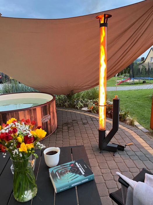 Kominek tarasowy/ Parasol grzewczy na pellet/ LAMPA ogrodowa