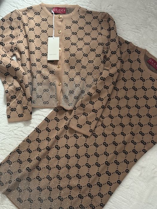 Komplet dzianina brąz