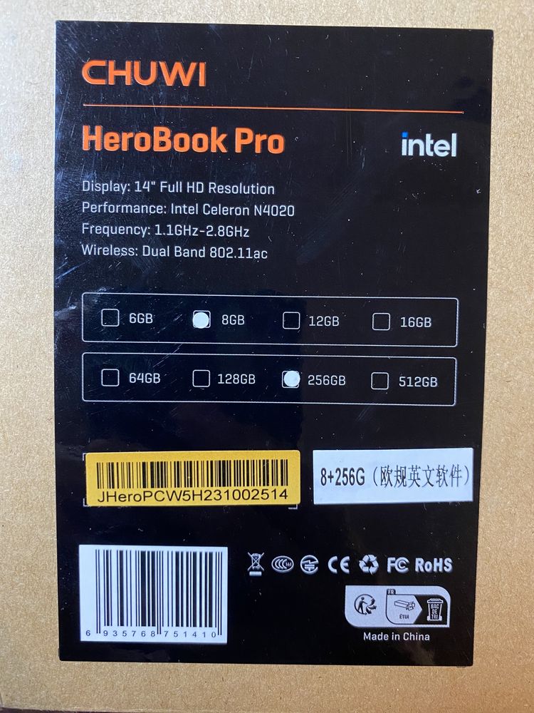 Ноутбук Windows 11, Chuwi HeroBook Pro, ультрабук, intel full hd