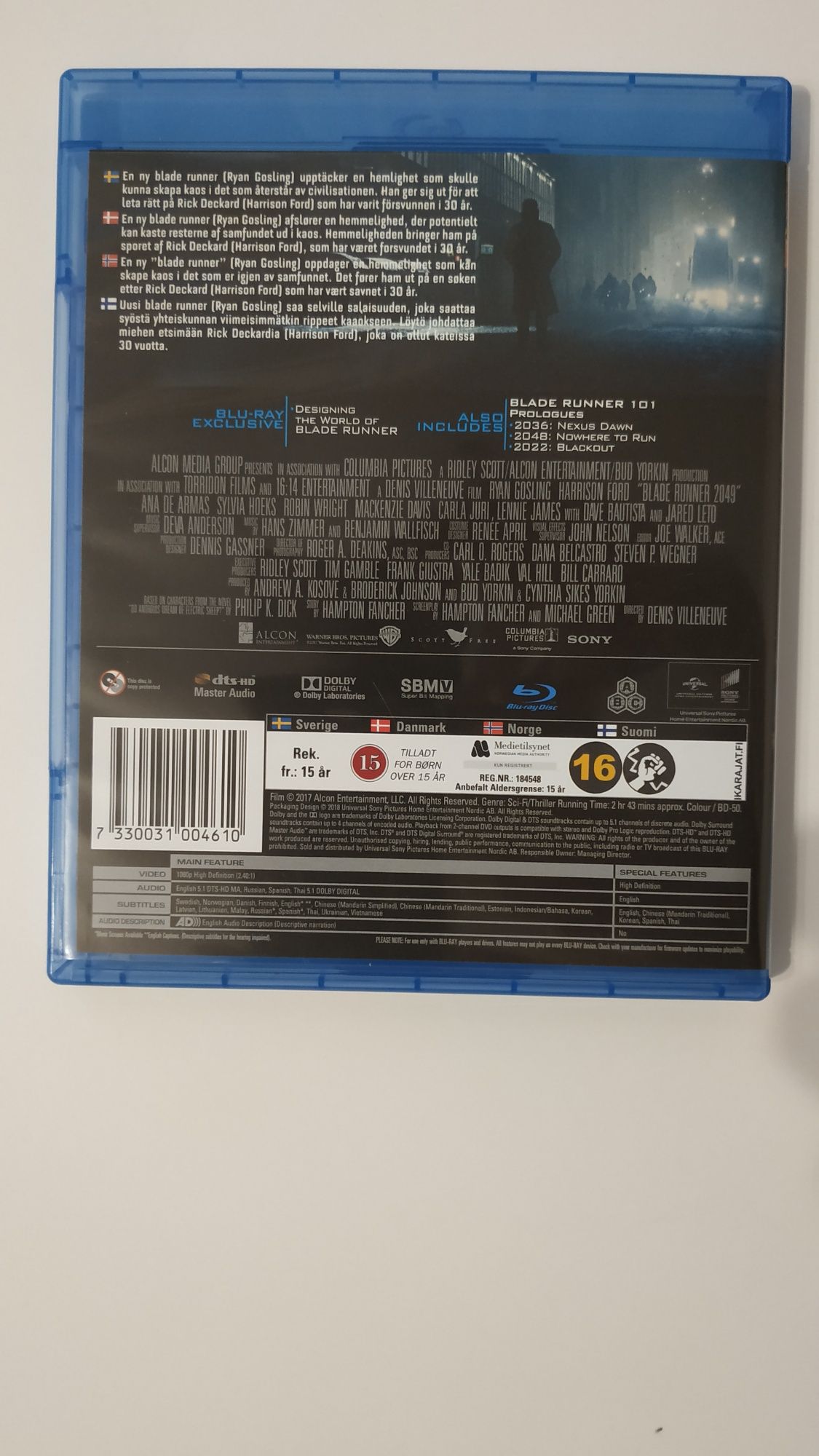 Blu-ray диски лицензия импорт. Бегущий по лезвию. Бегущий по лезвию 2.