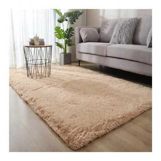Dywan miękki długi włos Shaggy 170/120 cm Beż beżowy pluszowy
