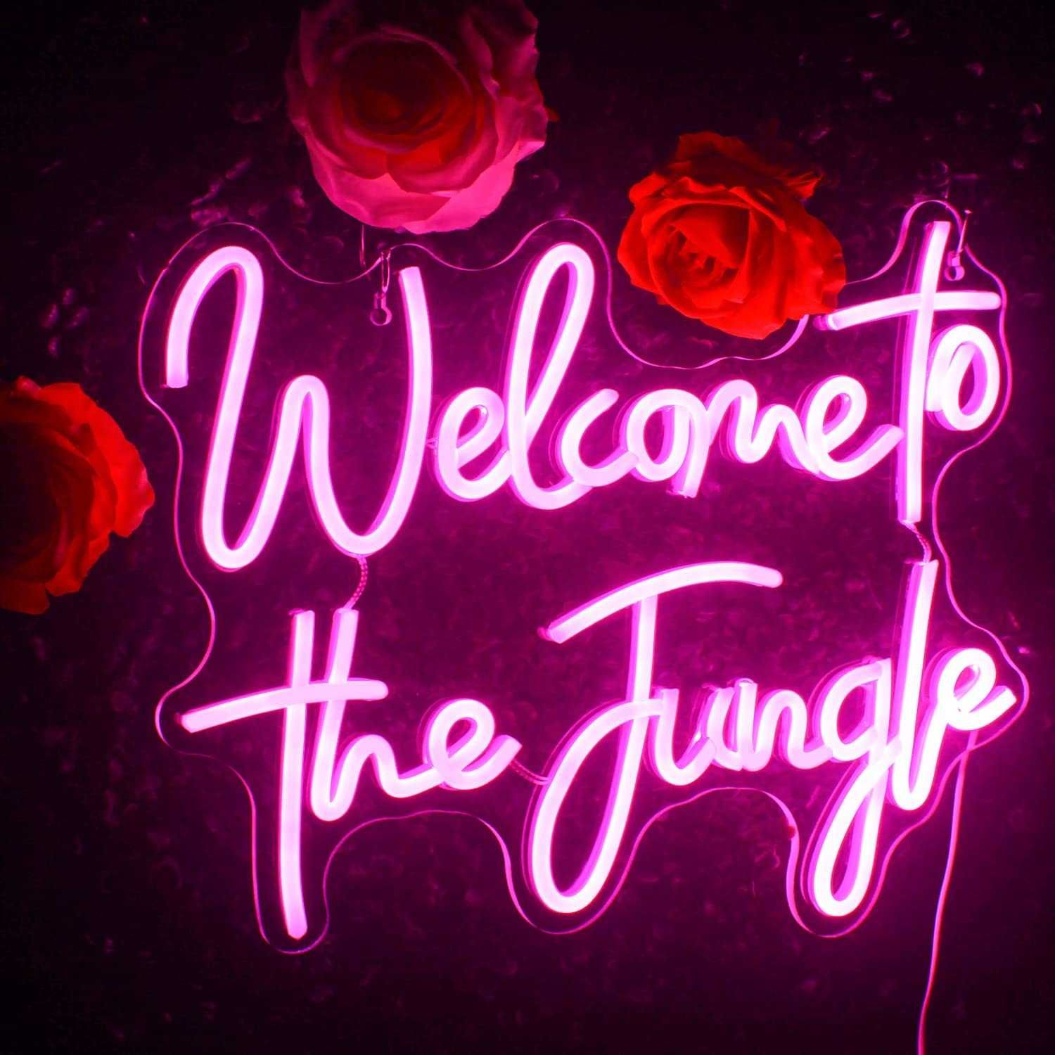 Sinal Luminoso Néon Led "Wecome to the Jungle - Decoração Néon LED