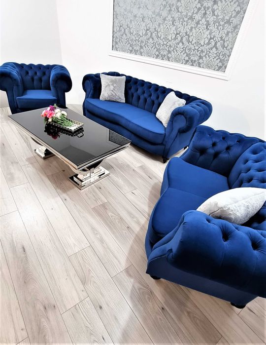 Zestaw wypoczynkowy chesterfield zestaw Milton 3 2 1 Sofy