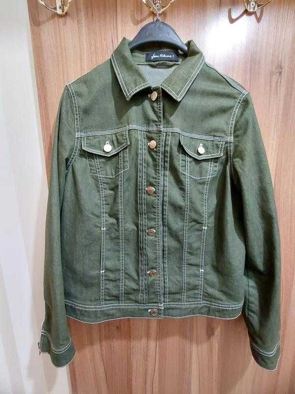 Джинсова світло зелена куртка піджак 50-52 розміру