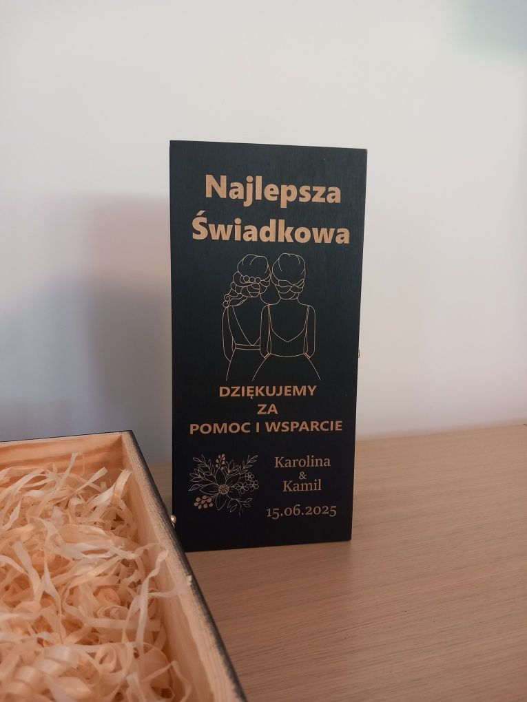 Podziękowanie dla świadków  2 x pudelko na whisky czarne ślub wesele