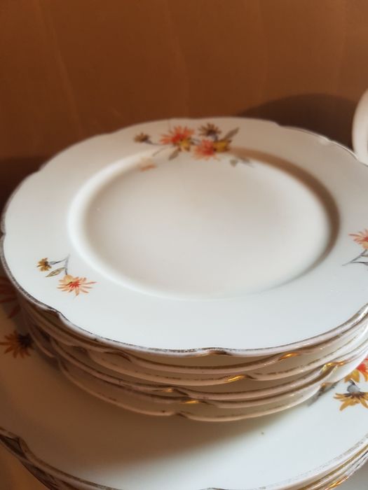 Giesche zestaw obiadowy 6 osób serwis kwiaty slask polska porcelana 30