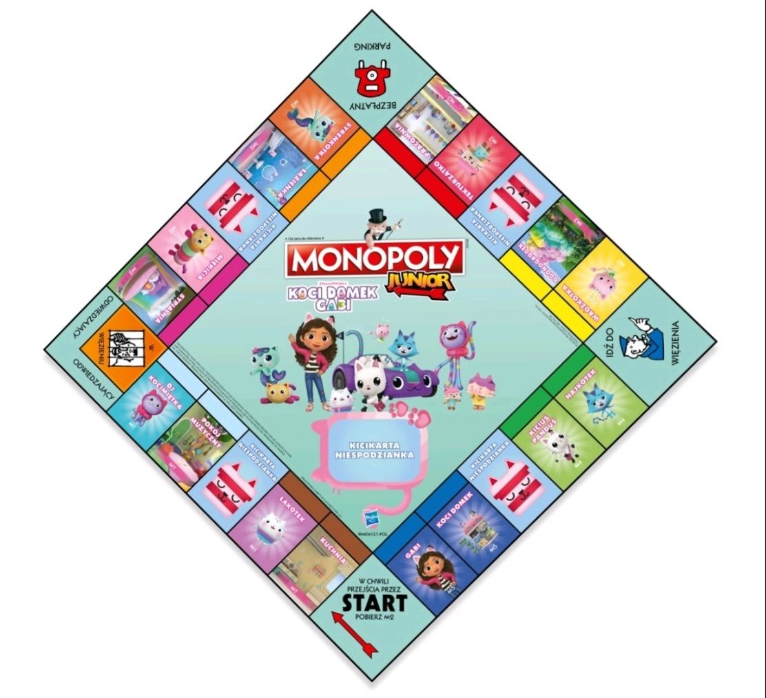 Gabbys Dollhouse zestaw:lalka większa,lalka mała,gry Monopoly i zestaw