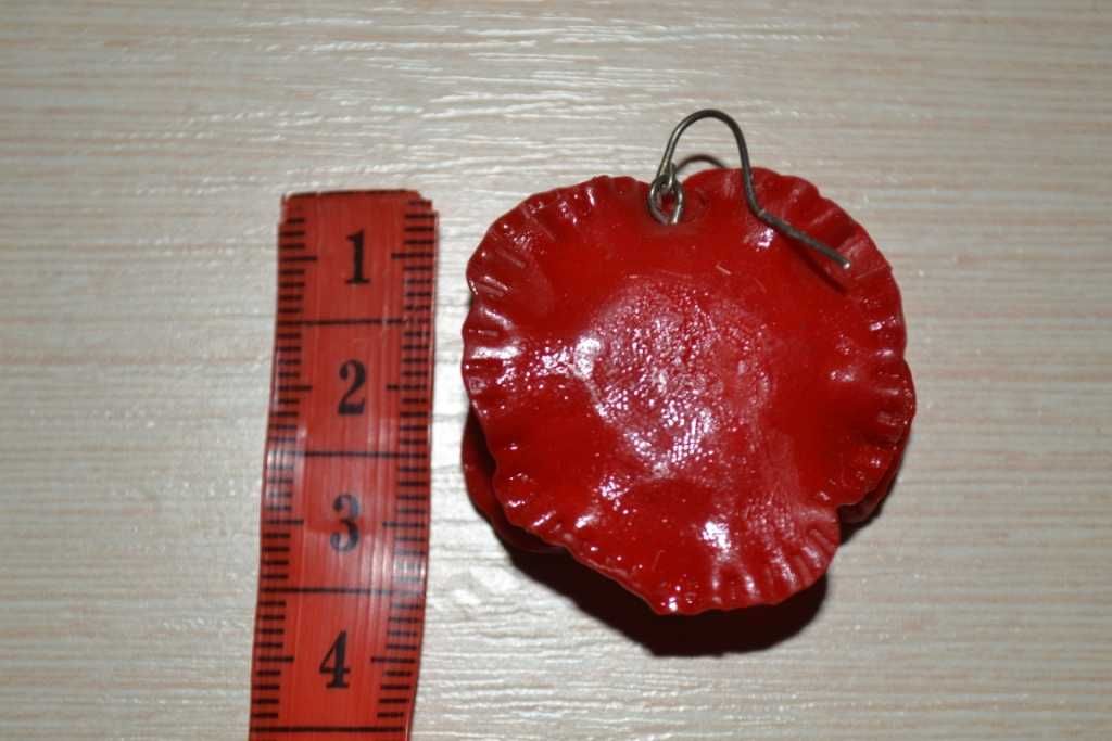 3 см Серьги красные маки сережки из полимерной глины ручная работа