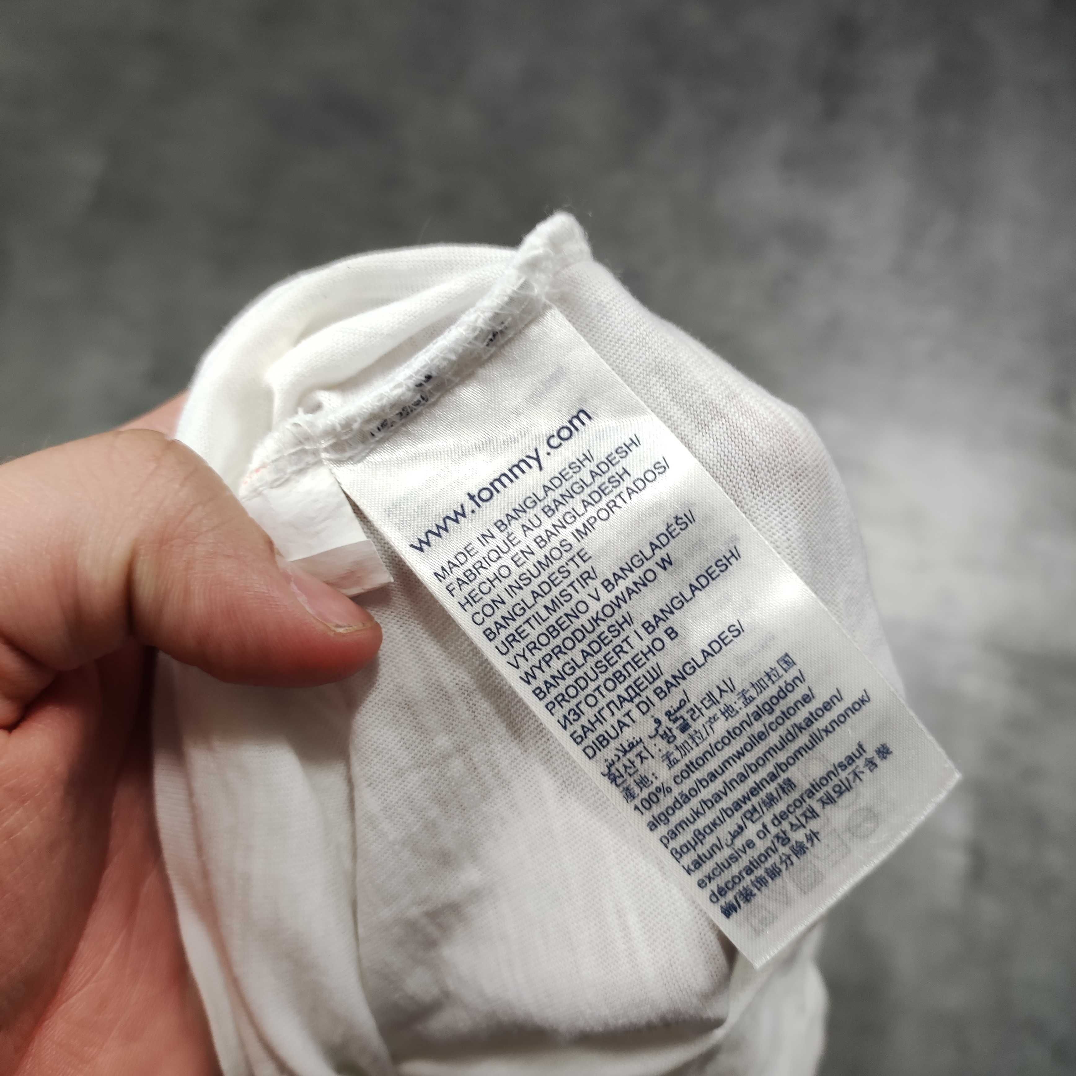 MĘSKA PREMIUM Koszulka Bawełna Lekka Duże Logo Biała Tommy Hilfiger